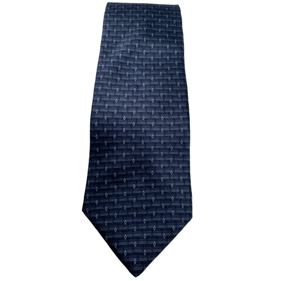 Zylos George Machado Black Gray Geometric Silk Tie Neck Luxury Vintage Mens - Picture 2 of 6